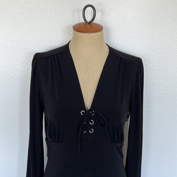 MICHAEL Michael Kors Women’s Long Sleeve Lace-Up Dress Black Size M - Picture 4 of 12